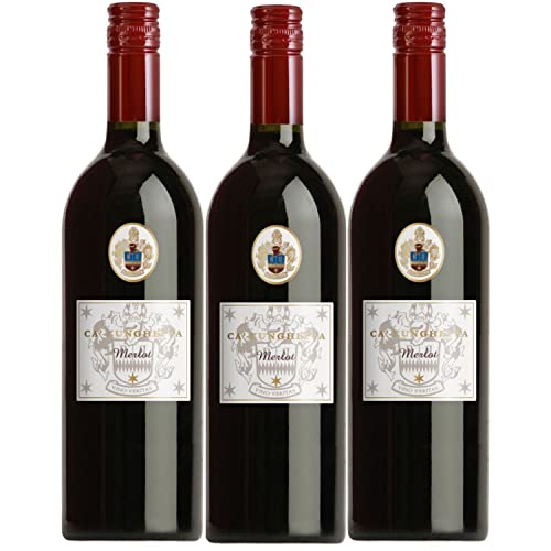 Merlot Ca' Lunghetta IGT Rotwein Wein trocken Italien I Visando Paket (3 x 1,0l) von FeinWert