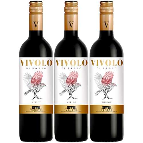 Merlot Vivolo di Sasso Veneto IGT Rotwein Wein trocken Italien I Visando Paket (3 x 0,75l) von FeinWert