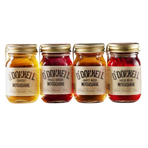 O'Donnell Moonshine Classic Minis Vegan Likör Deutschland inkl. FeinWert E-Book (4 x 50 ml) von FeinWert
