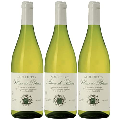 Rocher Blanc de Blancs Nobletières Vin de France Weißwein Wein trocken Frankreich Inkl. FeinWert E-Book (3 x 0,75l) von FeinWert