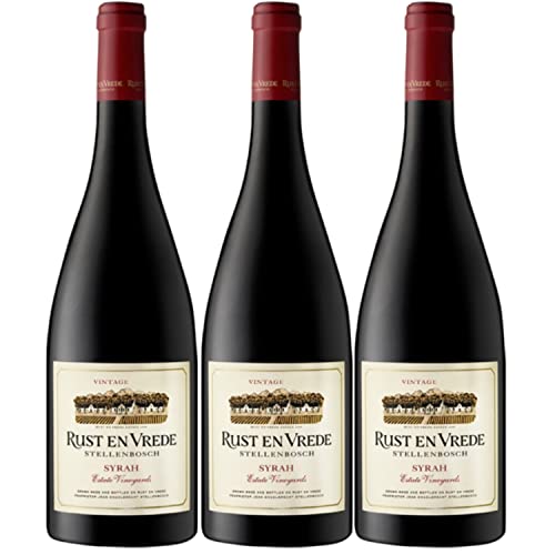 Rust en Vrede Estate Vineyards Syrah Stellenbosch Rotwein Wein trocken Südafrika I Visando Paket (3 x 0,75l) von FeinWert