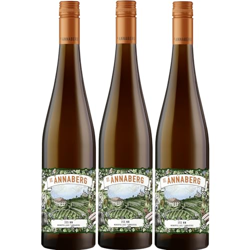 Sankt Annaberg 355 NN Riesling BIO Weißwein Wein feinherb Pfalz Inkl. FeinWert E-Book (3 x 0,75l) von FeinWert