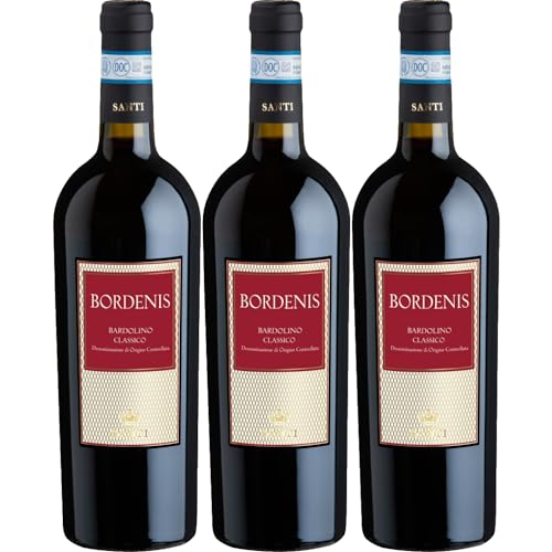 Santi Bardolino Ca' Bordenis classico DOC Rotwein Wein trocken Italien I Visando Paket (3 x 0,75l) von FeinWert