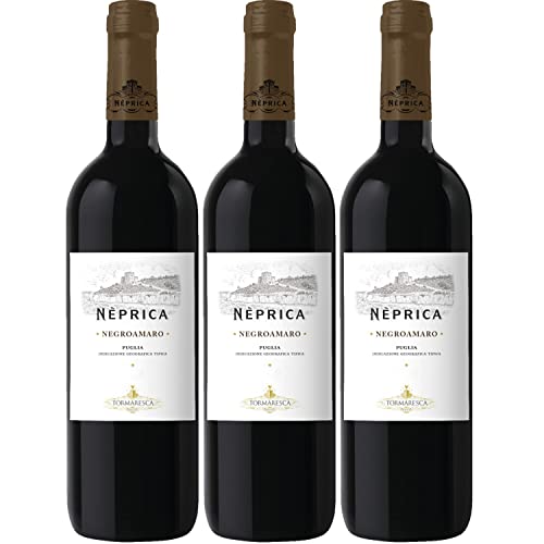 Tormaresca Neprica Negroamaro Puglia Rotwein Wein Trocken Italien I FeinWert Paket (3 x 0,75l) von FeinWert