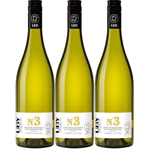 Uby N°3 Colombard Sauvignon Côtes de Gascogne IGP Weißwein Wein trocken Frankreich Inkl. FeinWert E-Book (3 x 0,75l) von FeinWert
