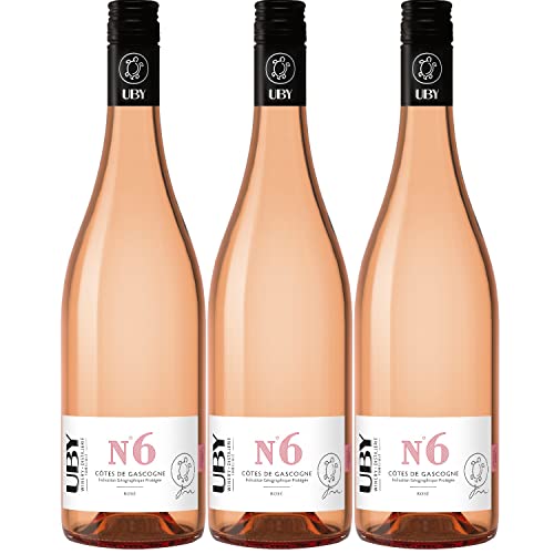 Uby N°6 Rosé Côtes de Gascogne IGP Roséwein Wein trocken Frankreich I FeinWert Paket (3 x 0,75l) von FeinWert