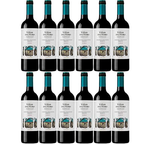 Viñas del Vero Cabernet Sauvignon Merlot Rotwein Wein trocken Somontano Spanien I Visando Paket (12 Flaschen) von FeinWert