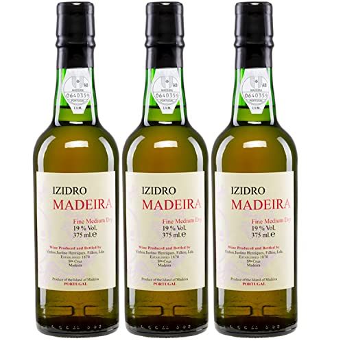 Vinhos Justino Henriques Justino's Izidro Fine Medium Dry 1/2 Flasche Madeira Likörwein rot halbtrocken Portugal I Visando Paket (3 Flaschen) von FeinWert