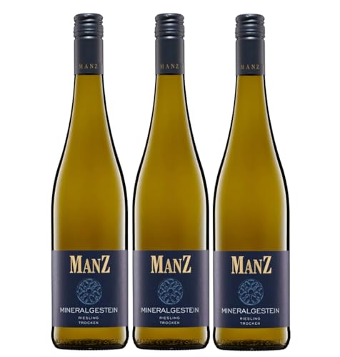 Weingut Manz Riesling Mineralgestein trocken weiß vegan Deutschland inkl. FeinWert E-Book (3 x 0,75 l) von FeinWert