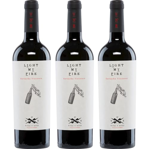Wines N' Roses Viticultores Light My Fire Tinto Halbtrocken Rotwein Vegan Spanien inkl. FeinWert E-Book (3 x 0,75 l) von FeinWert
