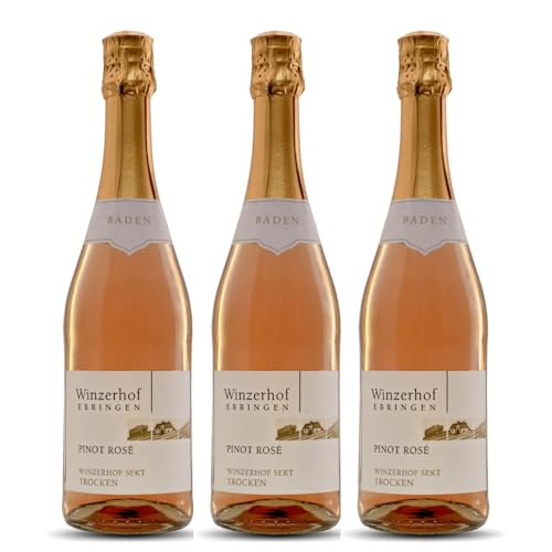 Winzerhof Ebringen Pinot Rosé Sekt b.A. trocken Roséwein Wein Deutschland inkl. FeinWert E-Book (3 x 0,75 l) von FeinWert