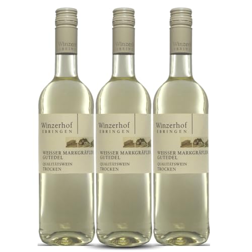 Winzerhof Ebringen Weißer Markgräfler Gutedel trocken Weißwein Wein Deutschland inkl. FeinWert E-Book (3 x 0,75 l) von FeinWert