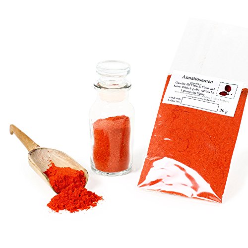 Annattosamen, natürliche Lebensmittelfarbe rot, gelb, organge Färben, Premium-Qualität Fleischgewürz, Annatto seeds asiatisch vegan, glutenfrei, 20g von Feine Würze