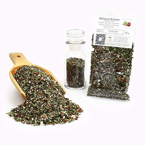 Bärlauch Kräuter Gewürzmischung, Bärlauch Kräutermischung, Waldknoblauch Dip Gewürz, Kräuter getrocknet, Barbecue Gewürz mit Chili, 20g Bärlauch Kräuter Gewürzmischung, Bärlauch Kräutermischung, Waldknoblauch Dip Gewürz, Kräuter getrocknet, Barbecue Gewürz mit Chili, 20g von Feine Würze