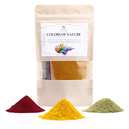 Colors of Nature | natürliche Lebensmittel Farben | Premium Gewürzset mit Rezepten | Rote Bete | Spinatpulver | Curcuma | glutenfrei | 90g von Feine Würze