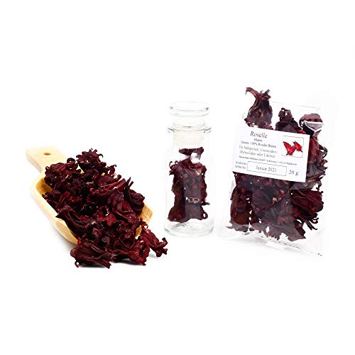 Hibiskusblüten | Roselle Blüten ganz | Blütenblätter naturbelassen | lila Lebensmittelfarbe vegan | glutenfrei |20g von Feine Würze