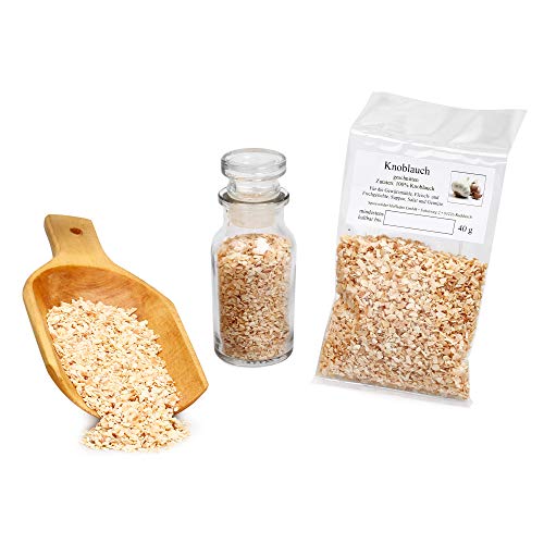 Knoblauch geschnitten, getrocknete Knoblauchscheiben, Naturgewürz, Universalgewürz, Garlic Flakes, Knoblauch schonend luftgetrocknet, 40g von Feine Würze