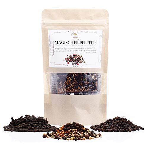 Magischer Pfeffer Set | 3-mal Gorumet-Pfefferkörner | exotische Pfeffersorten | Premium-Qualität für Pfeffermühle mit Rezept | glutenfrei | 60g von Feine Würze