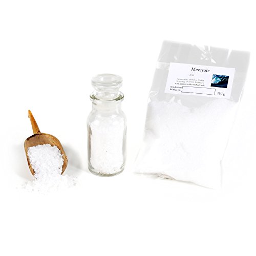 Meersalz fein ohne Zusätze, naturbelassen Fleur de Sel Frankreich, französisches Mittelmeer Salz ohne Rieselhilfe, feinkörnig, glutenfrei, 150g von Feine Würze