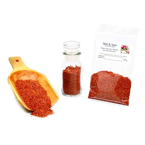 Tatar und Mett Gewürzmischung Hackfleisch Würzer, Hackepeter Gewürz ohne Geschmackverstärker, Gewürzzubereitung Tatar Soße, glutenfrei, 25g Tatar und Mett Gewürzmischung Hackfleisch Würzer, Hackepeter Gewürz ohne Geschmackverstärker, Gewürzzubereitung Tatar Soße, glutenfrei, 25g von Feine Würze