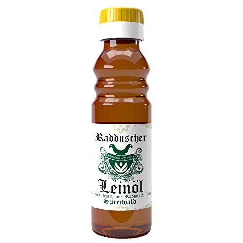Original Radduscher Leinöl aus dem Spreewald Dorf Raddusch kaltgepresst, ungefiltert 100% naturrein und naturbelassen Leinsamenöl Omega 3 vegan reines Naturprodukt aus dem Spreewald (100 ml) von Feine Würze