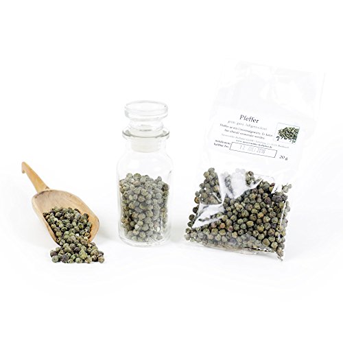 Pfeffer grün ganz, grüner Pfeffer ganz, Malabar Pfeffer Indien, Gourmetpfeffer, Premiumpfeffer luftgetrocknet, Naturgewürz, 20g Pfeffer grün ganz, grüner Pfeffer ganz, Malabar Pfeffer Indien, Gourmetpfeffer, Premiumpfeffer luftgetrocknet, Naturgewürz, 20g von The Great Canadian Tea