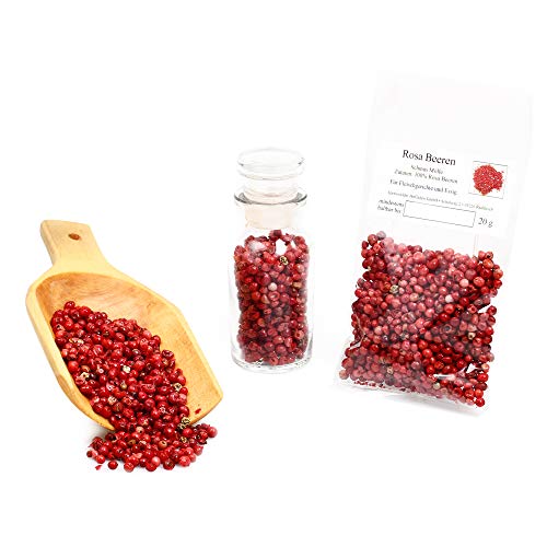 Rosa Beeren, Schinus Molle, ganz, Dekorgewürz, BBQ Gewürz, Wildgewürz, Steakgewürz, Stekpfeffer, Dekorgewürz, Saucen, Suppen, Dipp, glutenfrei, 20g von Feine Würze