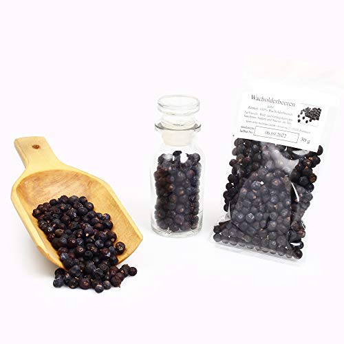 Wachholderbeeren ganz aus Wildsammlung, Juniper Berries Whole, Kräutergewürz, Naturgewürz Wachholderbeeren trocken, Wildgewürz, glutenfrei, 30g von Feine Würze