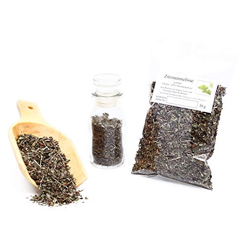 Zitronenmelisse, Melisse Blätter gerebelt naturbelassen Melissenblätter Premium-Qualität ideal zum Kräutertee, Lemon Balm, Melissa, glutenfrei, 30g von Feine Würze