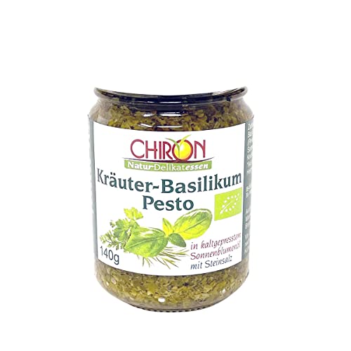 CHIRON Naturdelikatessen Bio Kräuter-Basilikum Pesto kbA 140 g Glas von FeineHeimat