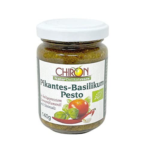 CHIRON Naturdelikatessen Bio Pikantes-Basilikum Pesto kbA 140 g Glas von FeineHeimat