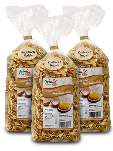 Feinfix Hausmacher Frischeinudeln "KNOBLAUCH" 3er-SET á 500g = 1500g | Knoblauchnudeln 1500g von FeinFix