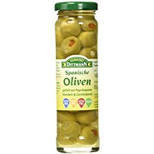 Feinkost Dittmann Spanische Oliven gefüllt mit Paprikapaste, Mandeln und Zwiebelpaste, 3er Pack (3 x 140 g) von Feinkost Dittmann Reichold Feinkost GmbH