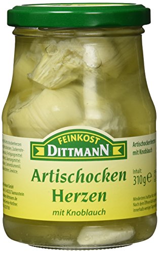 Feinkost Dittmann Artischockenherzen mit Knoblauch – 330g Glas, 1er Pack – Mediterraner Genuss in Öl – Ideal für Vorspeisen, Salate & Tapas – Würzige Delikatesse von Feinkost Dittmann