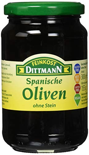 Feinkost Dittmann Geschwärzte Oliven ohne Stein, 1er Pack (1 x 300 g) von Feinkost Dittmann