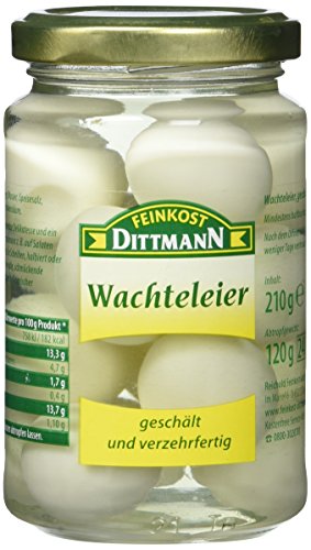 Feinkost Dittmann Wachteleier geschält und verzehrfertig in feinem Aufguss, 1er Pack (1 x 210 g) von Feinkost Dittmann