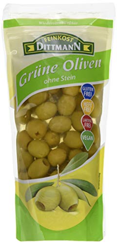 Gourmet Oliven grün ohne Stein 485g Beutel von Feinkost Dittmann
