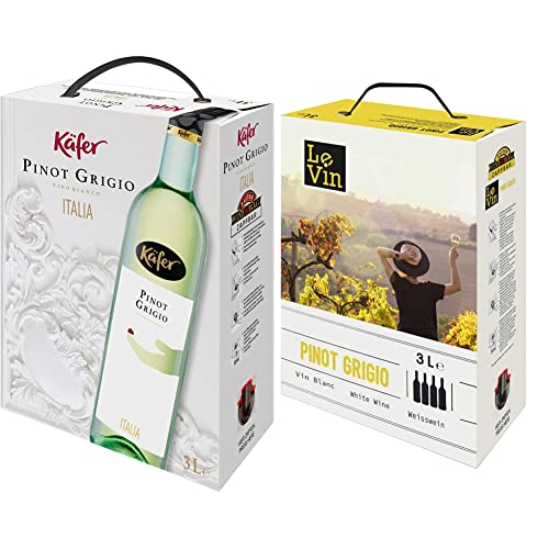 Käfer Pinot Grigio trocken (1 x 3.0 l) & Le Vin Pinot Grigio Ungarn Bag-in-box (1 x 3 l) von Feinkost Käfer