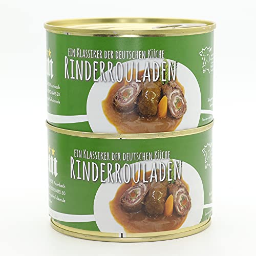 2 x Rinderroulade, klassisch gefüllt, 2 Stück in kräftiger Soße 2 x 400g - Langes Mhd - Konsere Diem Rinder Roulade Dose 400g von Feinkost Metzgerei Diem