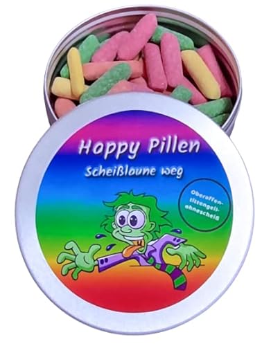 Happy Pillen Scheißlaune weg Pillen, Nervennahrung, Geschenk zur Entspannung, Spaßgeschenk (Hitschies Sour Mix) von Feinkost Student von Feinkost Student