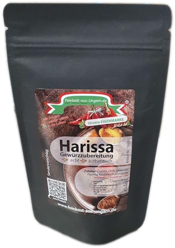 Eigenmarke Harissa Gewürzzubereitung, 100g, Wiederverschließbarer Alu-Beutel mit Zip-Lock Eigenmarke Harissa Gewürzzubereitung, 100g, Wiederverschließbarer Alu-Beutel mit Zip-Lock von Feinkost-aus-Ungarn.de Import - Vertrieb und Grosshandel