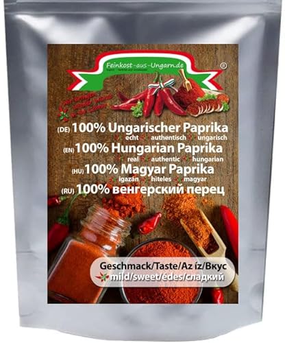 Feinkost aus Ungarn - Aromatisches Paprikapulver aus Ungarn 500g | Echtes Ungarisches Paprikapulver Original Edelsüß | Perfekt zum Würzen von Gulasch mit ungarischer Paprika von Feinkost-aus-Ungarn.de Import - Vertrieb und Grosshandel