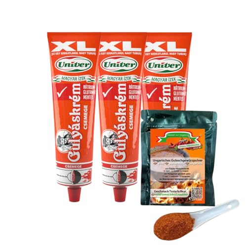 XL Gulaschcreme MILD 3er Set à 240g | Ungarische Gulaschcreme für herzhaften Genuss + 75g Ungarische Gewürzmischung GRATIS dazu | Ideal für leckere Gulaschgerichte XL Gulaschcreme MILD 3er Set à 240g | Ungarische Gulaschcreme für herzhaften Genuss + 75g Ungarische Gewürzmischung GRATIS dazu | Ideal für leckere Gulaschgerichte von Feinkost-aus-Ungarn.de Import - Vertrieb und Grosshandel