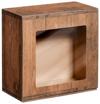 Geschenkbox in Holzoptik mit Sichtfenster, Design: Vintage von Feinkost-aus-Ungarn.de | MACK