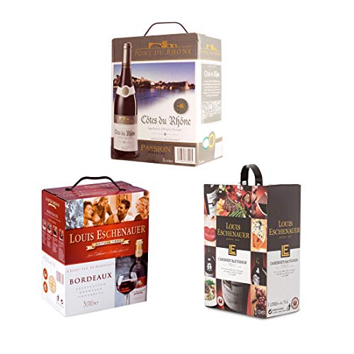 BIB 3er Set - Bordeaux - Rhone - Languedoc - Rotwein Bag in Box Probierpaket von Feinste Weine