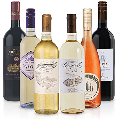 Feinste Weine - Antinori Santa Christina Toskana - Sommer-Probier-Paket weiss/rose/rot 6X 1Fl. 0,75 L, Auswahl:6 Flaschen von Feinste Weine