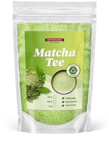 Feinwälder® 1kg Matcha Tee Pulver kraftvoll & 100% natürlich - Hochwertiger Matcha Powder Tea, reich an Antioxidantien, ideal für Teezeremonien, Smoothies und Backen - Matchapulver Grüntee vegan von Feinwälder