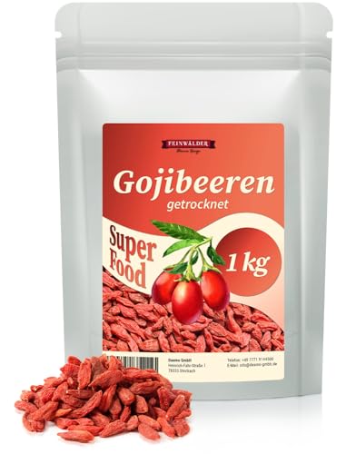 Feinwälder® Gojibeeren 1kg - Hochwertige Superfood-Beeren, Rohkost-Qualität, Reich an Antioxidantien und Vitaminen - Für eine Gesunde und Ausgewogene Ernährung von Feinwälder