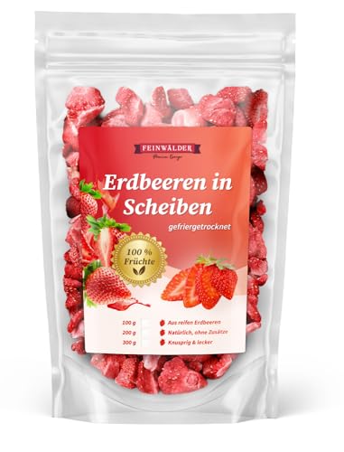 Feinwälder® Knusprige Erdbeerscheiben, 100g – Gefriergetrocknet für reinen Geschmack, Ohne Zuckerzusatz und Konservierungsstoffe, Natürlich und Lecker von Feinwälder