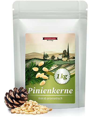 Feinwälder® Pinienkerne unbehandelt und naturbelassen / 1 kg im wiederverschließbaren Beutel/cremig-nussiger Geschmack/gesundes Topping für Bowl-, Salat und Pasta von Feinwälder